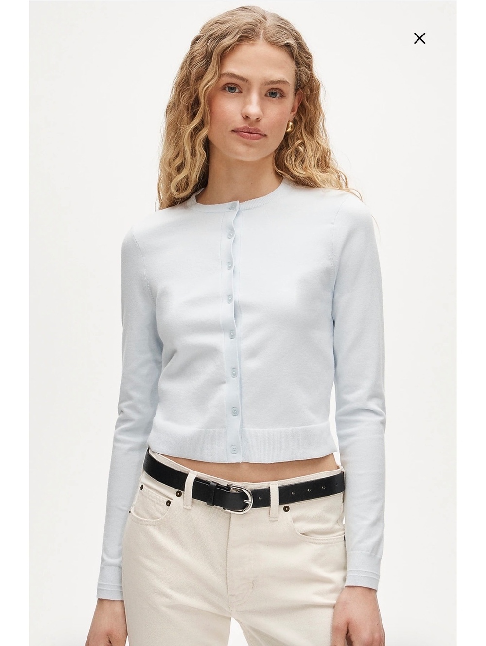NWT J.Crew Jackie Cardigan Premium Ultra-Fine Cotton Sheer Blue Size L